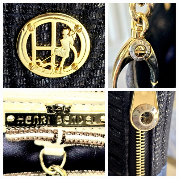 Henri Bendel No. 7 Blue Quilted Leather Expandable Zipper Shoulder Bag NWOT - Picture 2 of 16